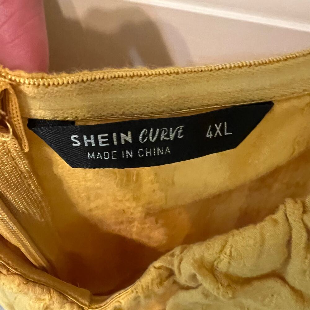 Shein Curve Size 4XL Off the Shoulder Yellow Gold Dress Vacation Wedding guest - Picture 4 of 9